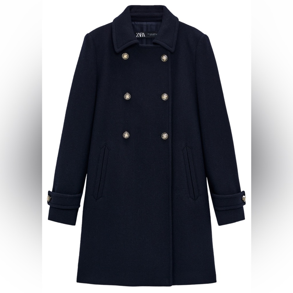 Zara Double Breasted Wool Blend Coat